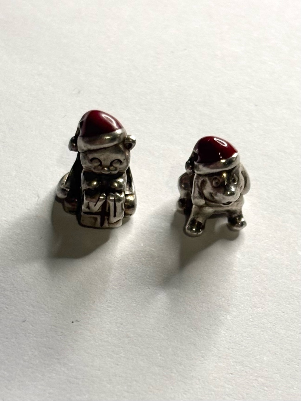 Authentic Pandora 925 ALE Sterling Silver Christmas Dog & Cat Charm Set